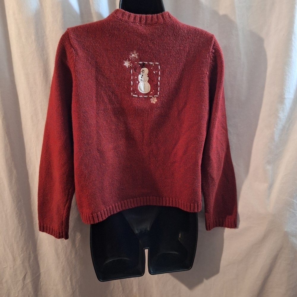 Croft & Barrow Burgundy Snowflake Sweater - Picture 4 of 6